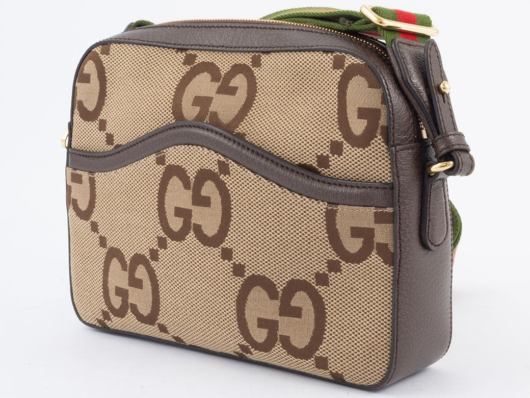 GUCCI Jumbo GG Canvas Messenger Crossbody Bag Beige Brown 675891 Preowned Auth2