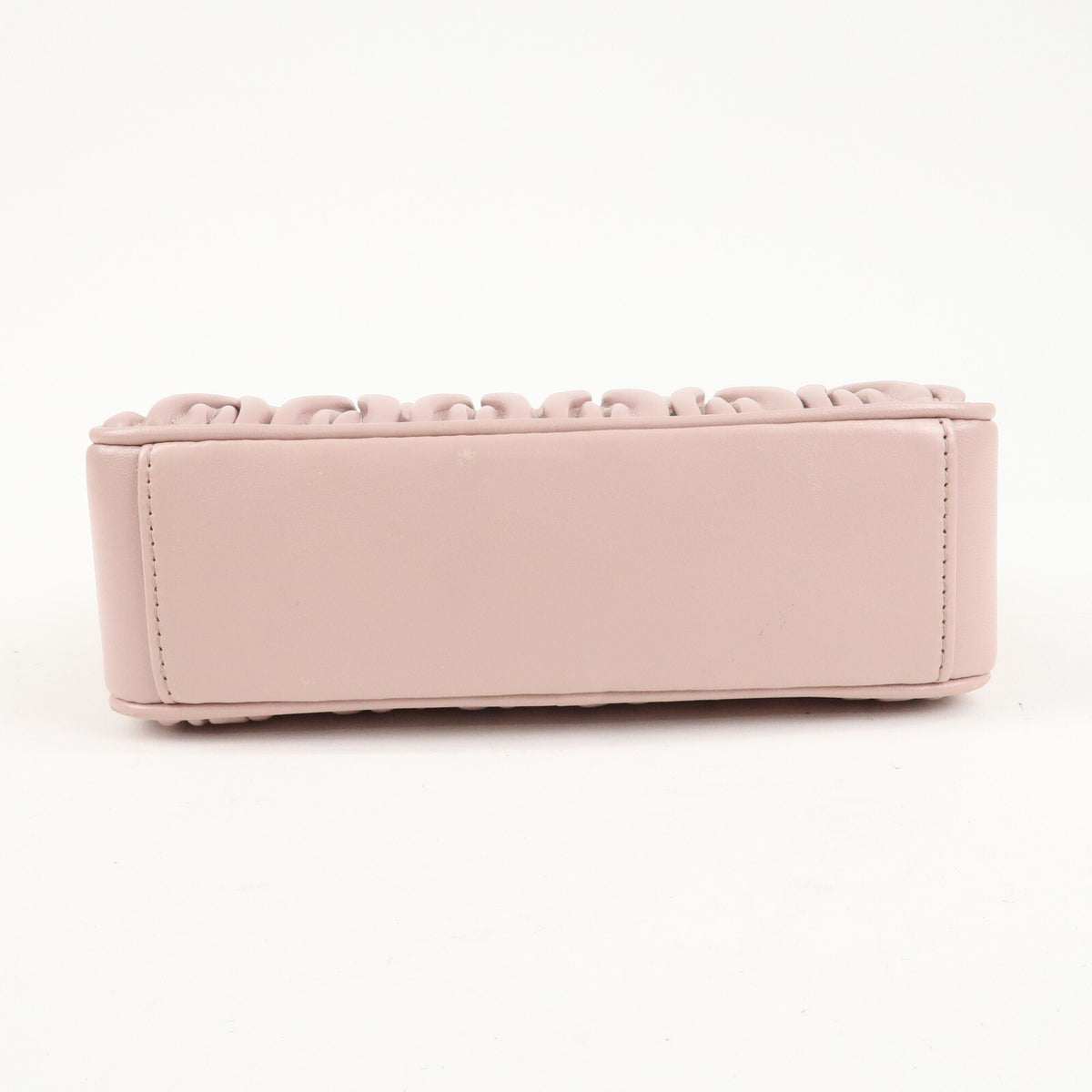 MIU MIU Matelasse Leather Chain Crossbody Shoulder Bag Pink Beige Preowned Auth4