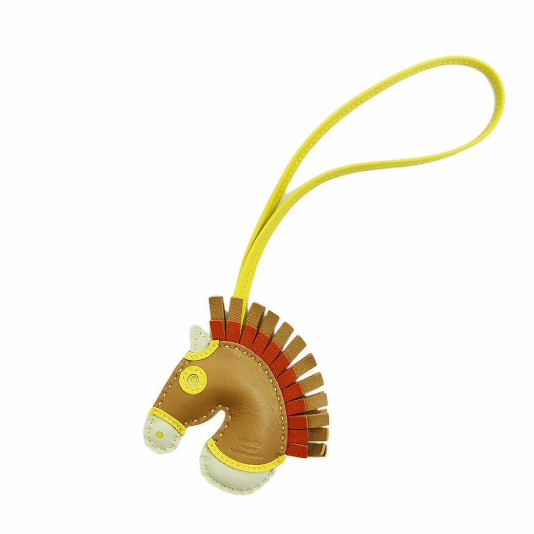HERMES Zizi Camail Horse Bag Charm Cornaline Lime U Stamp Unused Preowned Auth0