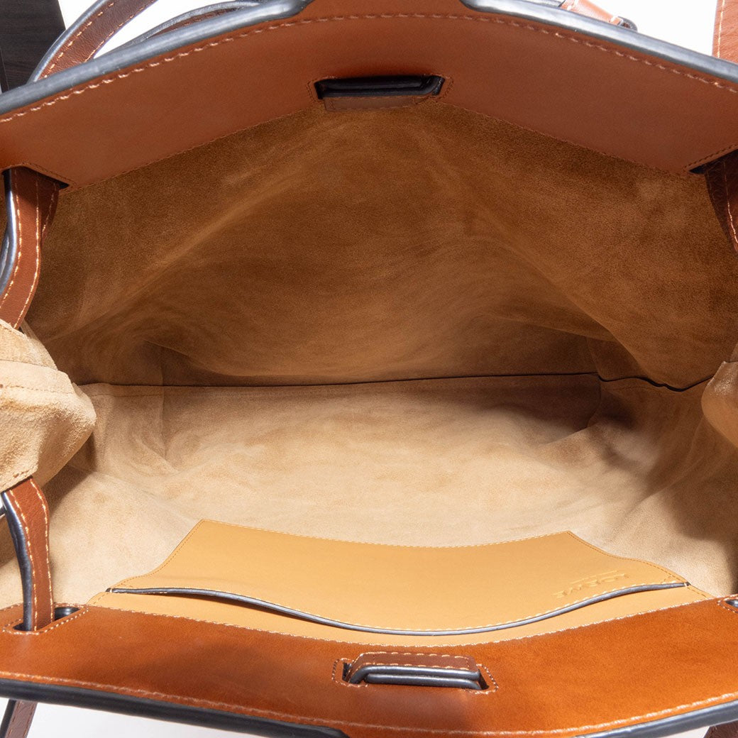 LOEWE Lazo Tote Bag Camel Brown Leather Large A4 Shoulder Bag Preowned Auth11
