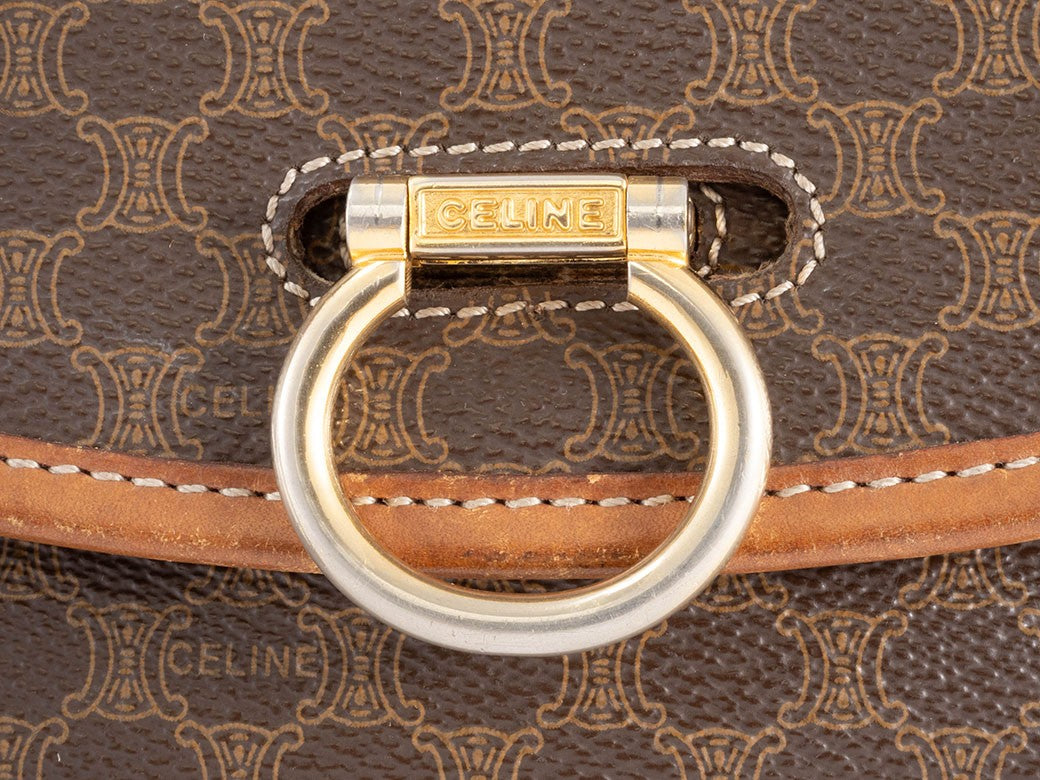 CELINE Macadam Flap Crossbody Shoulder Bag Womens Brown M08 Preowned Auth10