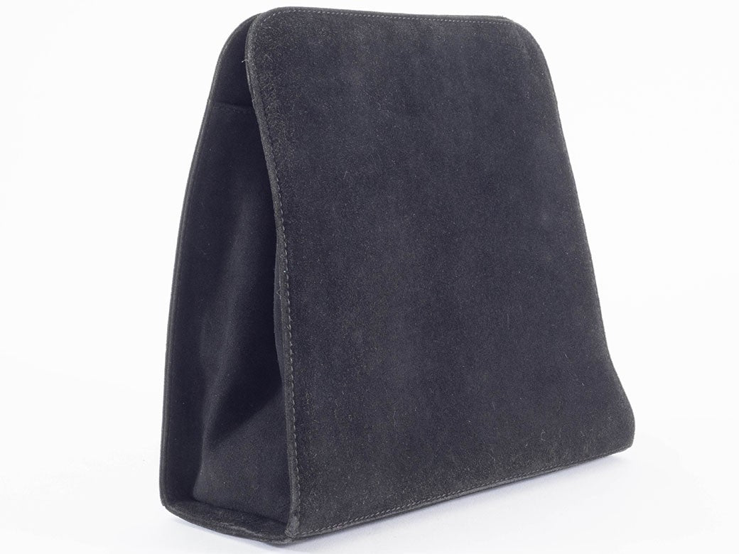 Salvatore Ferragamo Chain Shoulder Bag Suede Gancini Black P21 5241 Reuse Used22