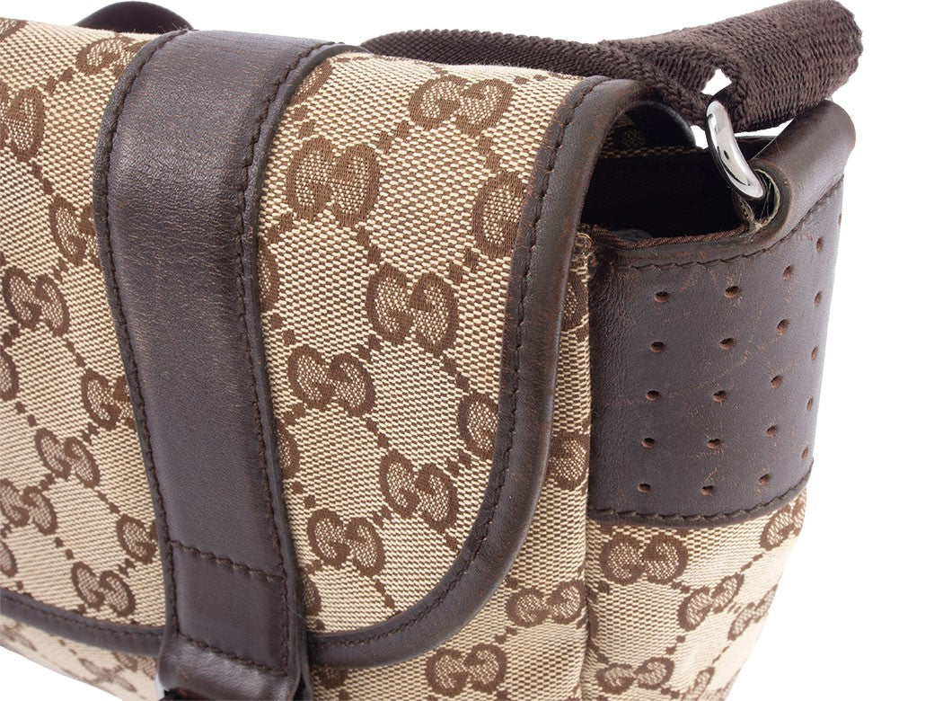 GUCCI GG Canvas Messenger Crossbody Shoulder Bag Beige Brown 145858 Preowned8