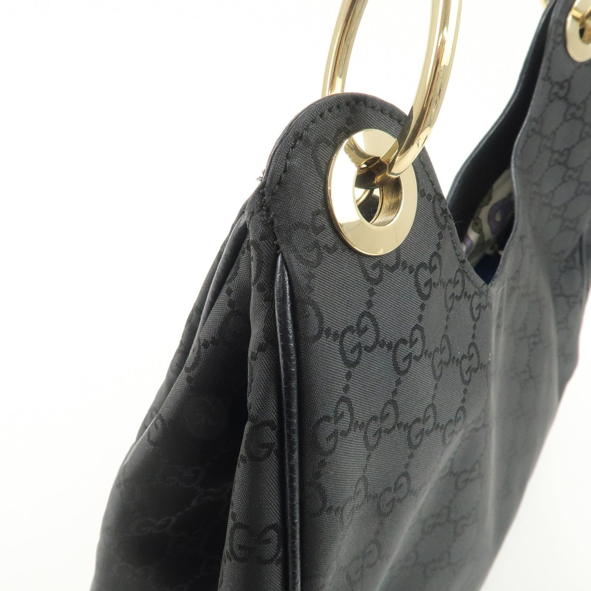 GUCCI GG Nylon Leather Shoulder Bag Hand Bag Black 257268 Authentic Used F/S14
