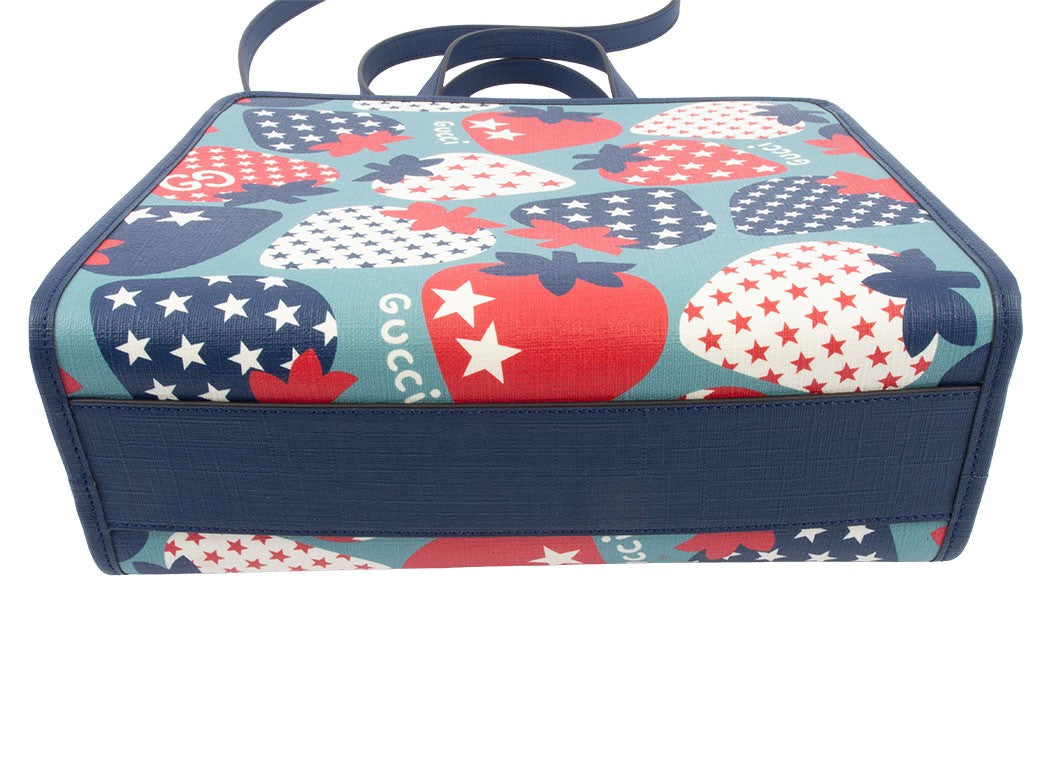 GUCCI Childrens Strawberry Tote Bag Multi Supreme Canvas 630542 Preowned Auth4