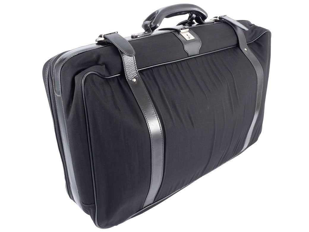 GUCCI Vintage Travel Bag Suitcase Black Canvas Large 010.123 Preowned Auth2