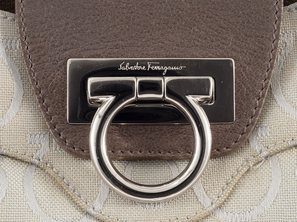 Salvatore Ferragamo Bag Gancini Canvas Handbag AU216326 Reuse Used Preowned5