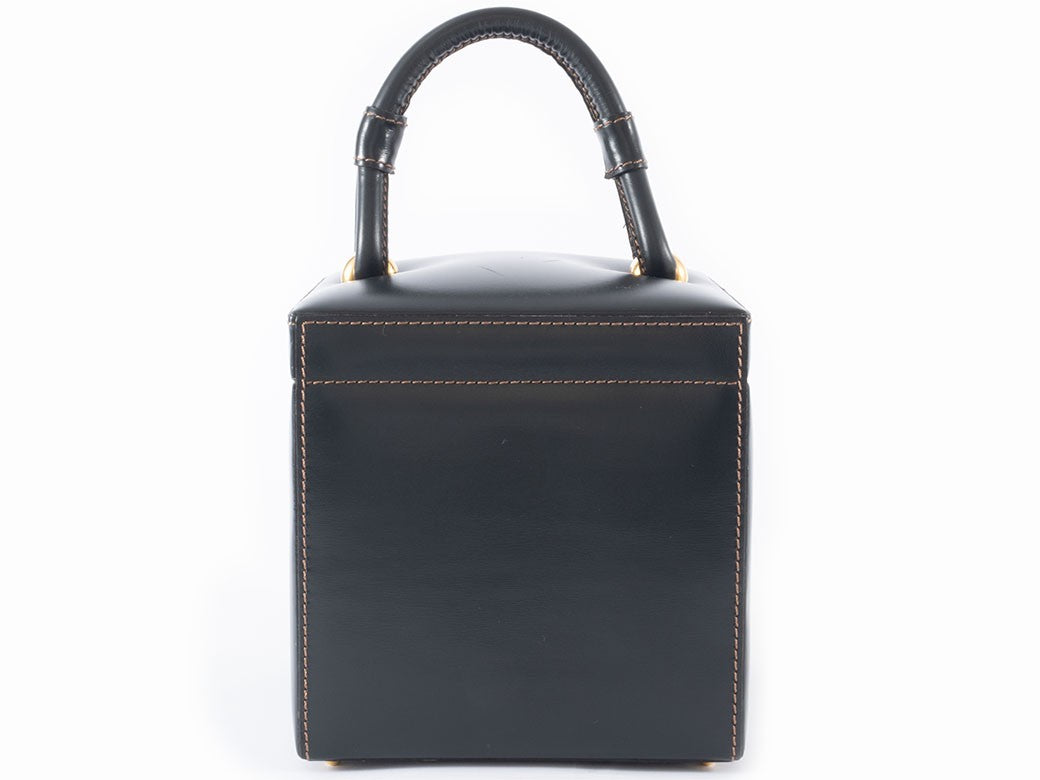 LOEWE Vintage Vanity Bag Womens Box Handbag Green Leather Preowned Auth2