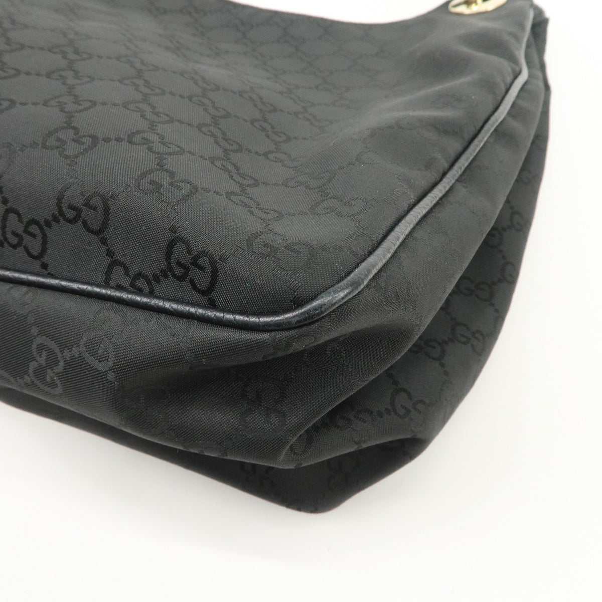 GUCCI GG Nylon Leather Shoulder Bag Hand Bag Black 257268 Authentic Used F/S13