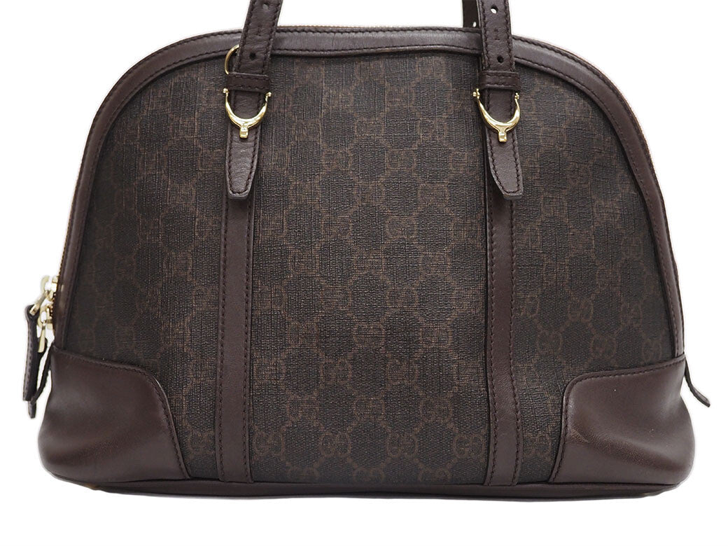 GUCCI GG Supreme Handbag Brown PVC Leather Convertible Crossbody Preowned Auth2