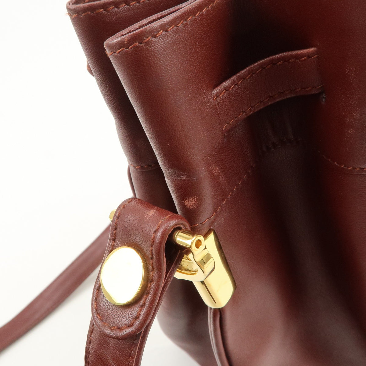 Cartier Must de Cartier Calf Leather Shoulder Bag Burgundy Authentic Used F/S10