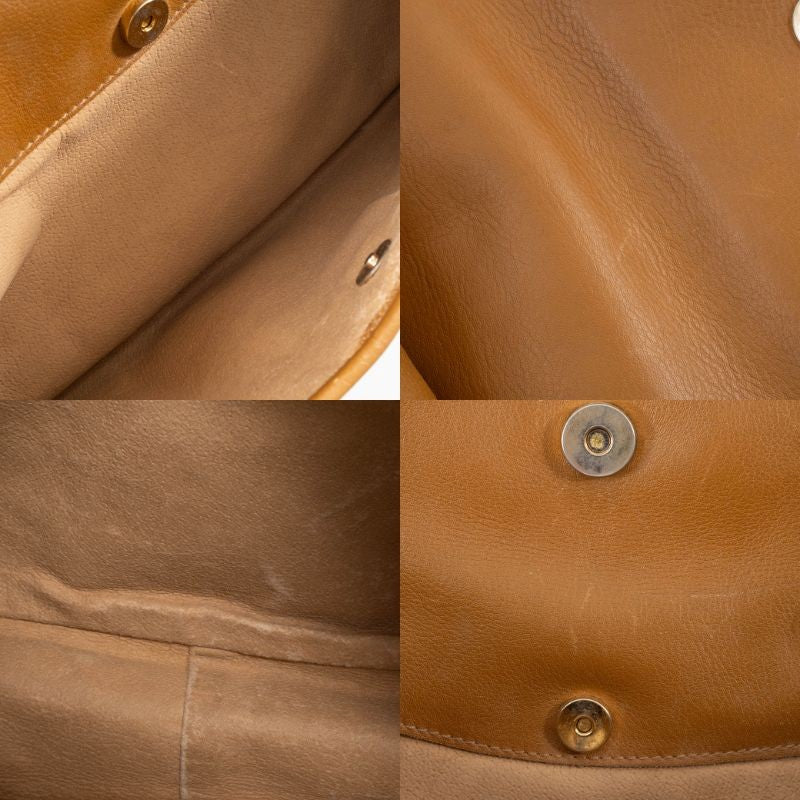 BALLY Old Bally Womens Shoulder Bag Camel Leather Flap Vintage Preowned Auth15