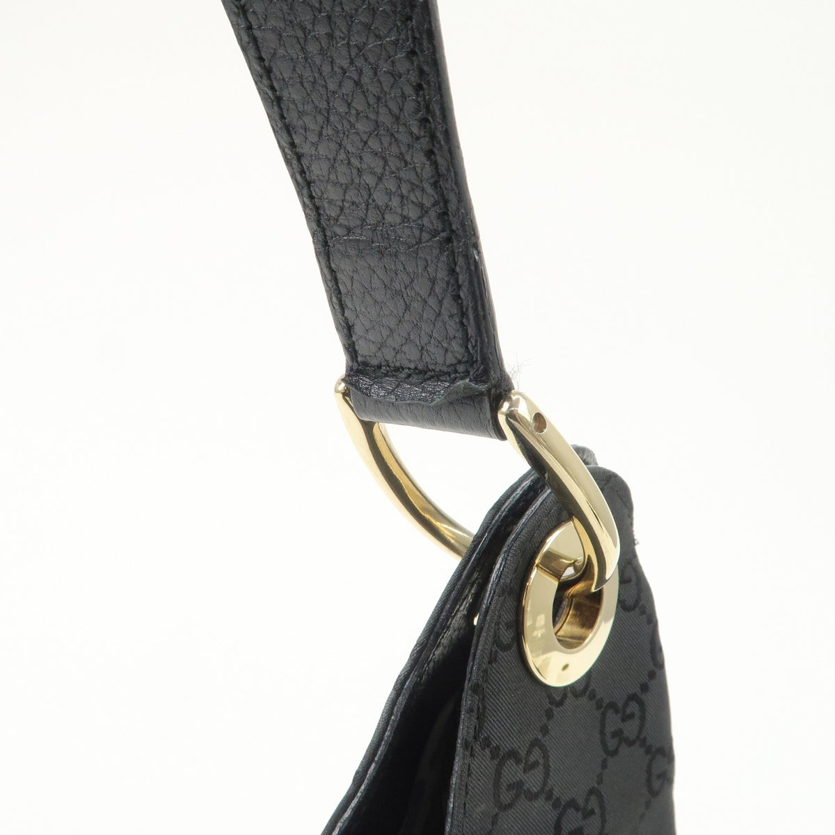 GUCCI GG Nylon Leather Shoulder Bag Hand Bag Black 257268 Authentic Used F/S7