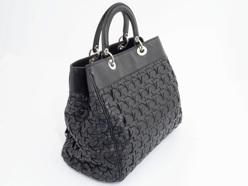Christian Dior Diorissimo Handbag Black Leather Shoulder Bag Preowned Auth3