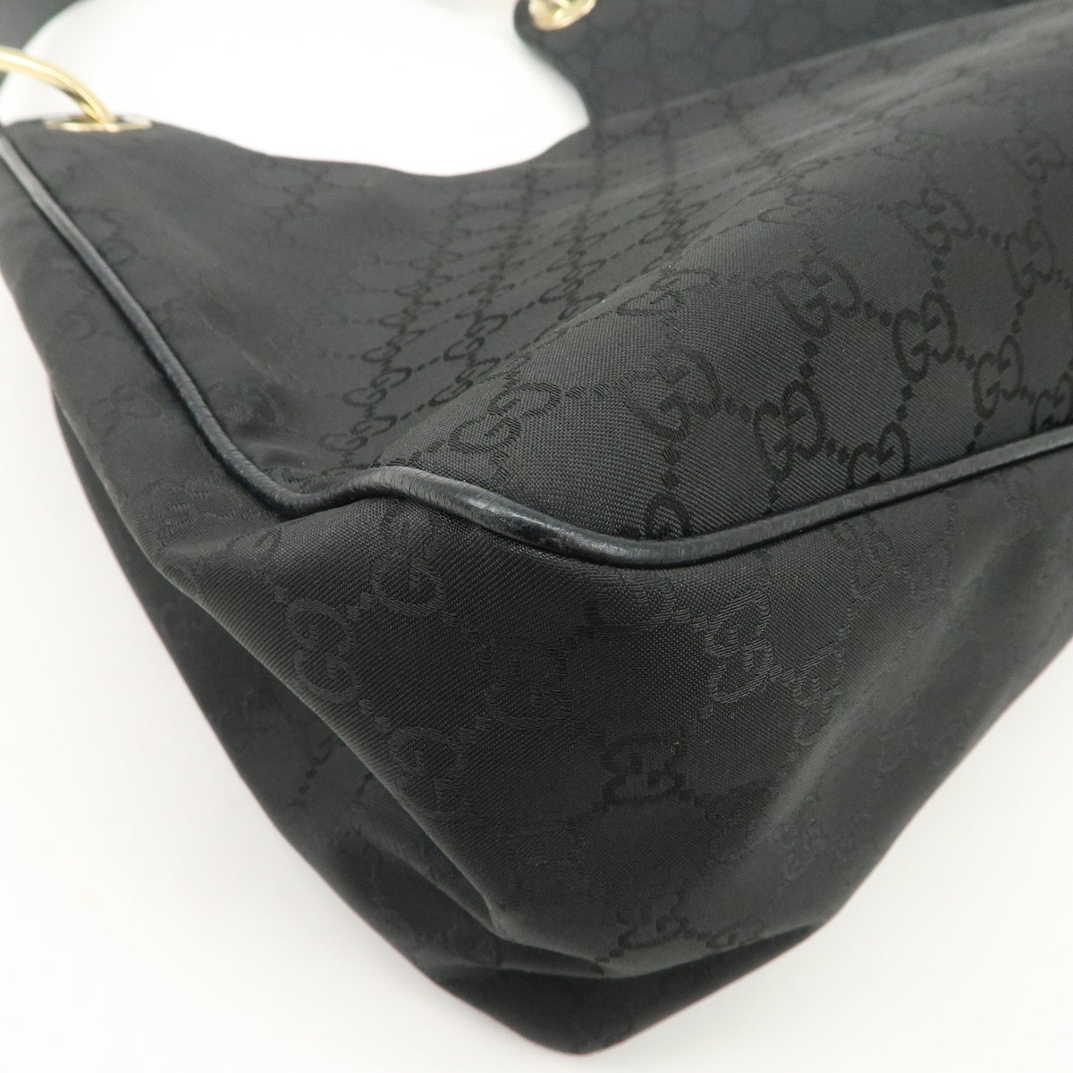 GUCCI GG Nylon Leather Shoulder Bag Hand Bag Black 257268 Authentic Used F/S10
