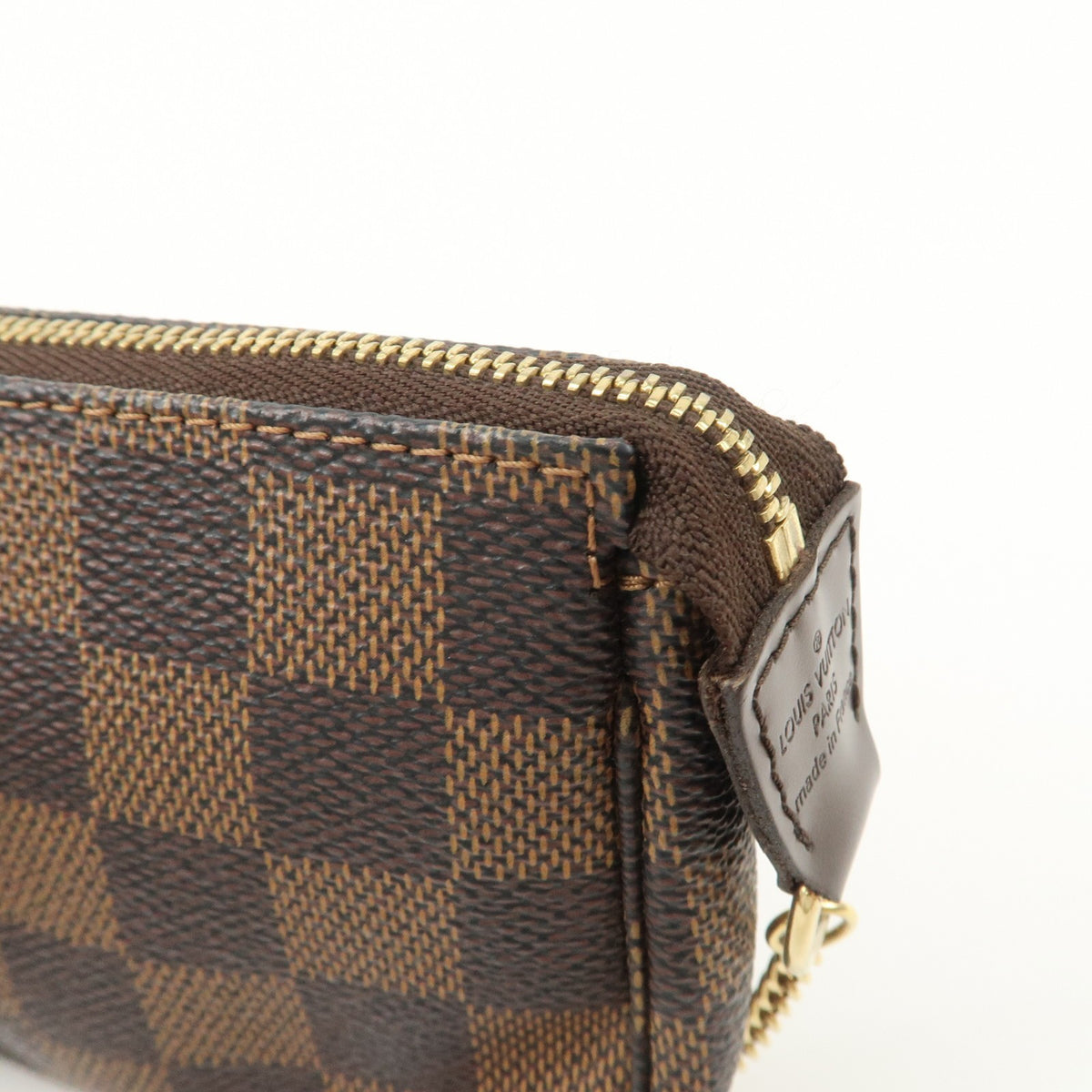 LOUIS VUITTON Mini Pochette Accessoires Damier Ebene Pouch N58009 Preowned Auth14