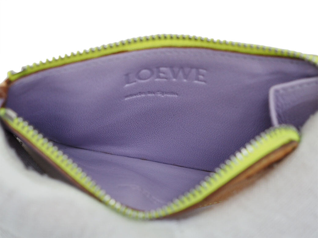 LOEWE Puzzle Stitch Coin Card Holder Multi Color Leather Wallet Preowned Auth8