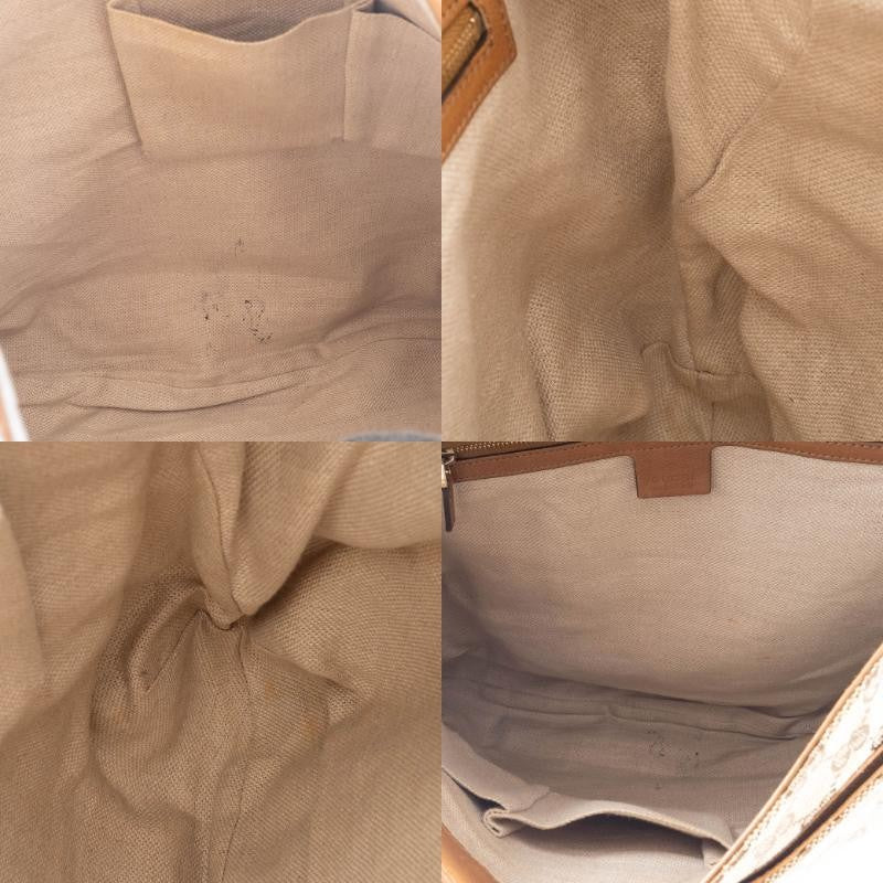 GUCCI Marrakech Hobo Bag GG Canvas Leather Tassel Beige Brown 257021 Preowned23