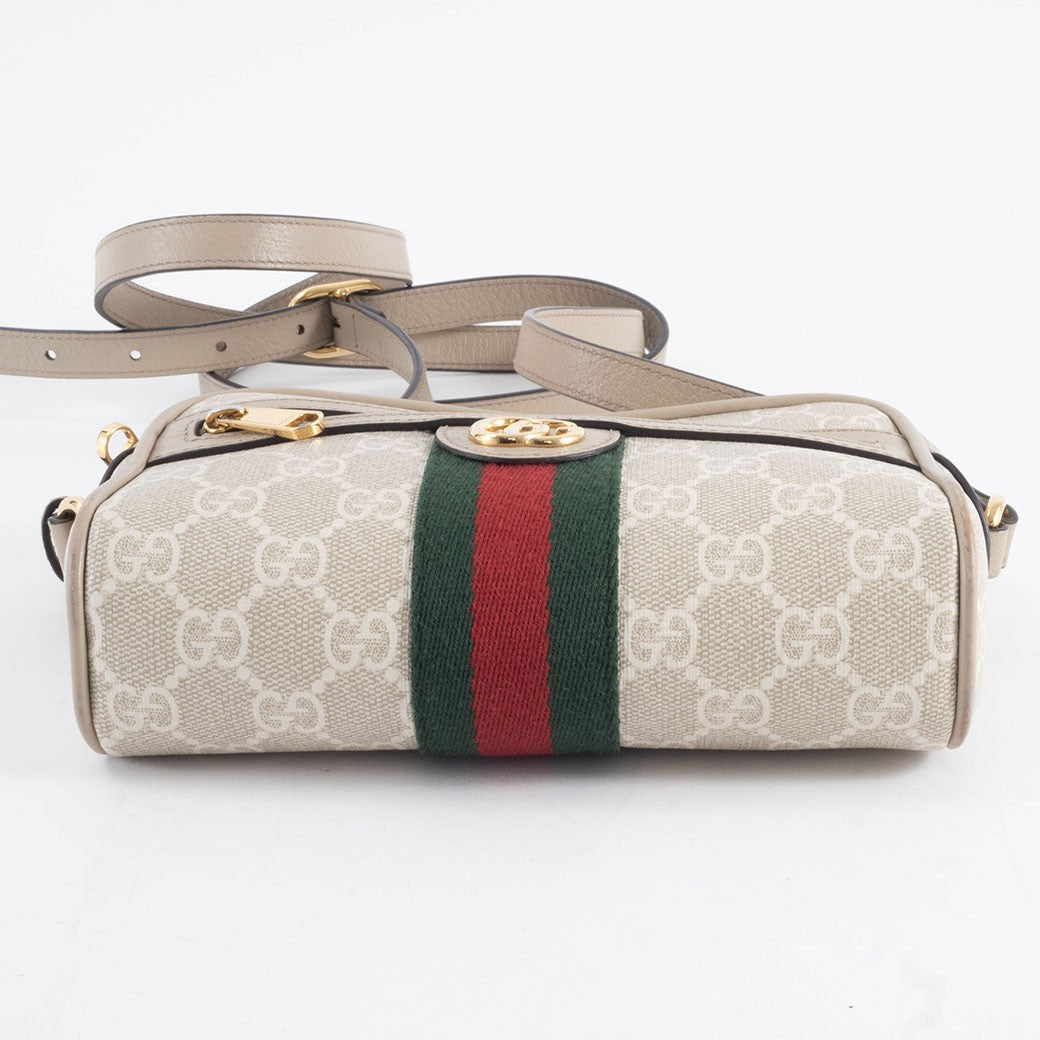GUCCI Ophidia Mini GG Supreme Crossbody Shoulder Bag Beige Womens Preowned Auth7