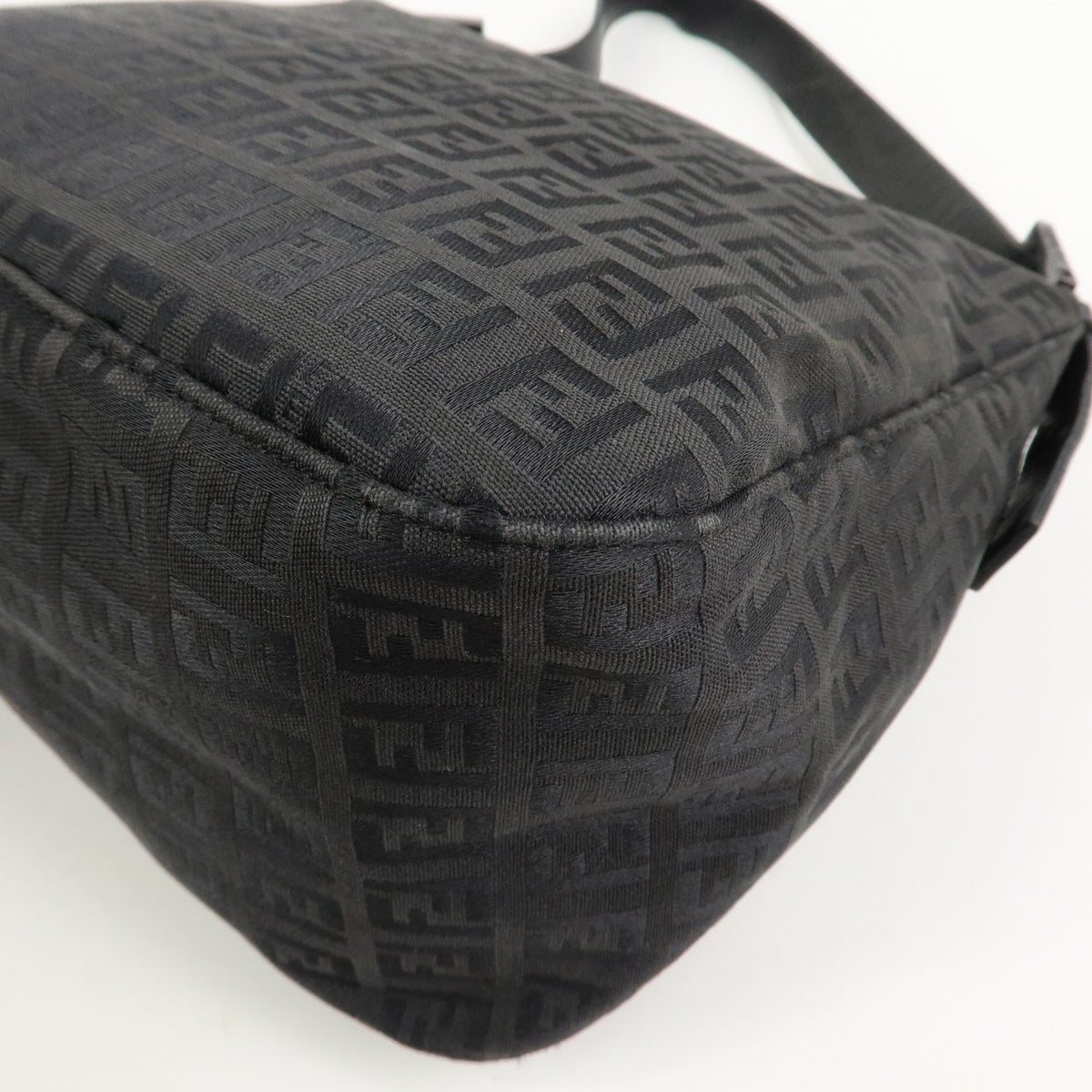 FENDI Mamma Baguette Zucca Zucchino Canvas Leather Black Shoulder Bag Preowned18