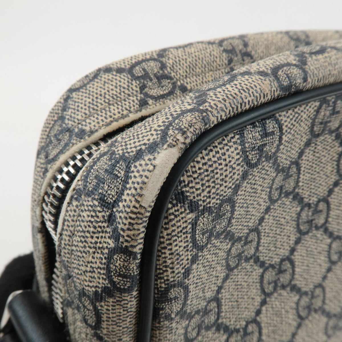 GUCCI GG Supreme Canvas Leather Shoulder Bag Navy Beige Vintage 233268 Preowned15