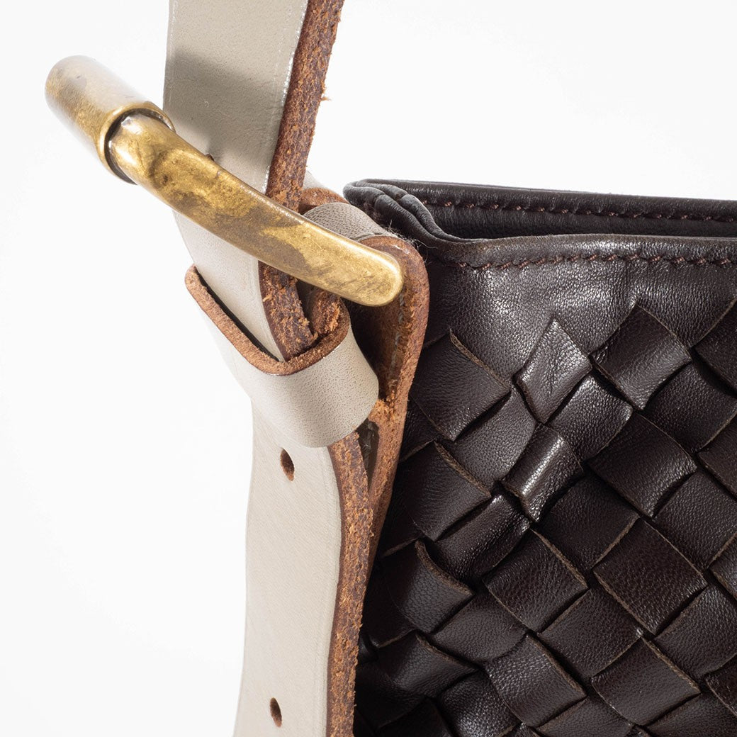 BOTTEGA VENETA Intrecciato Dark Brown Leather Crossbody Shoulder Bag Preowned13