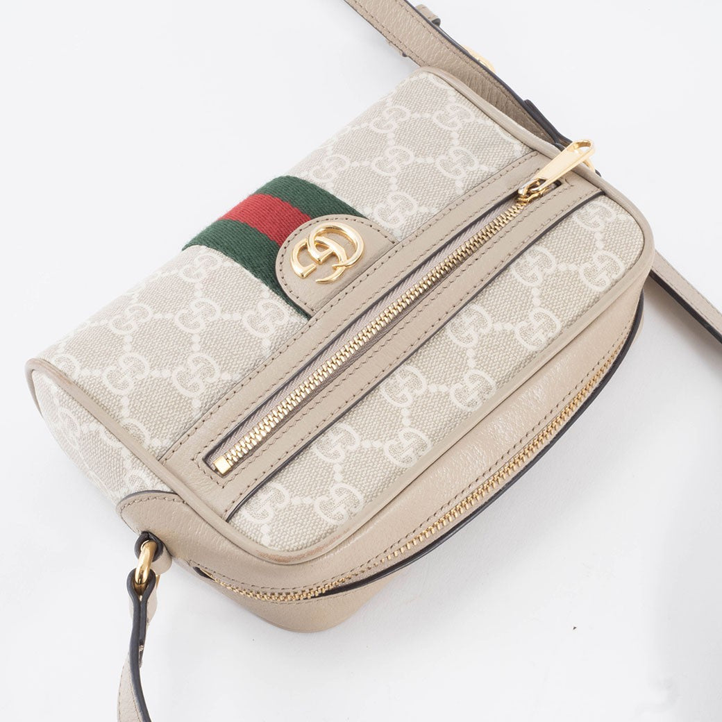 GUCCI Ophidia Mini GG Supreme Crossbody Shoulder Bag Beige Womens Preowned Auth9