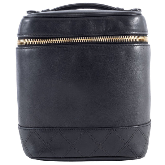 Auth CHANEL Bag Bicolore Vanity Bag Lambskin Black A01619 Reuse Used Preowned0