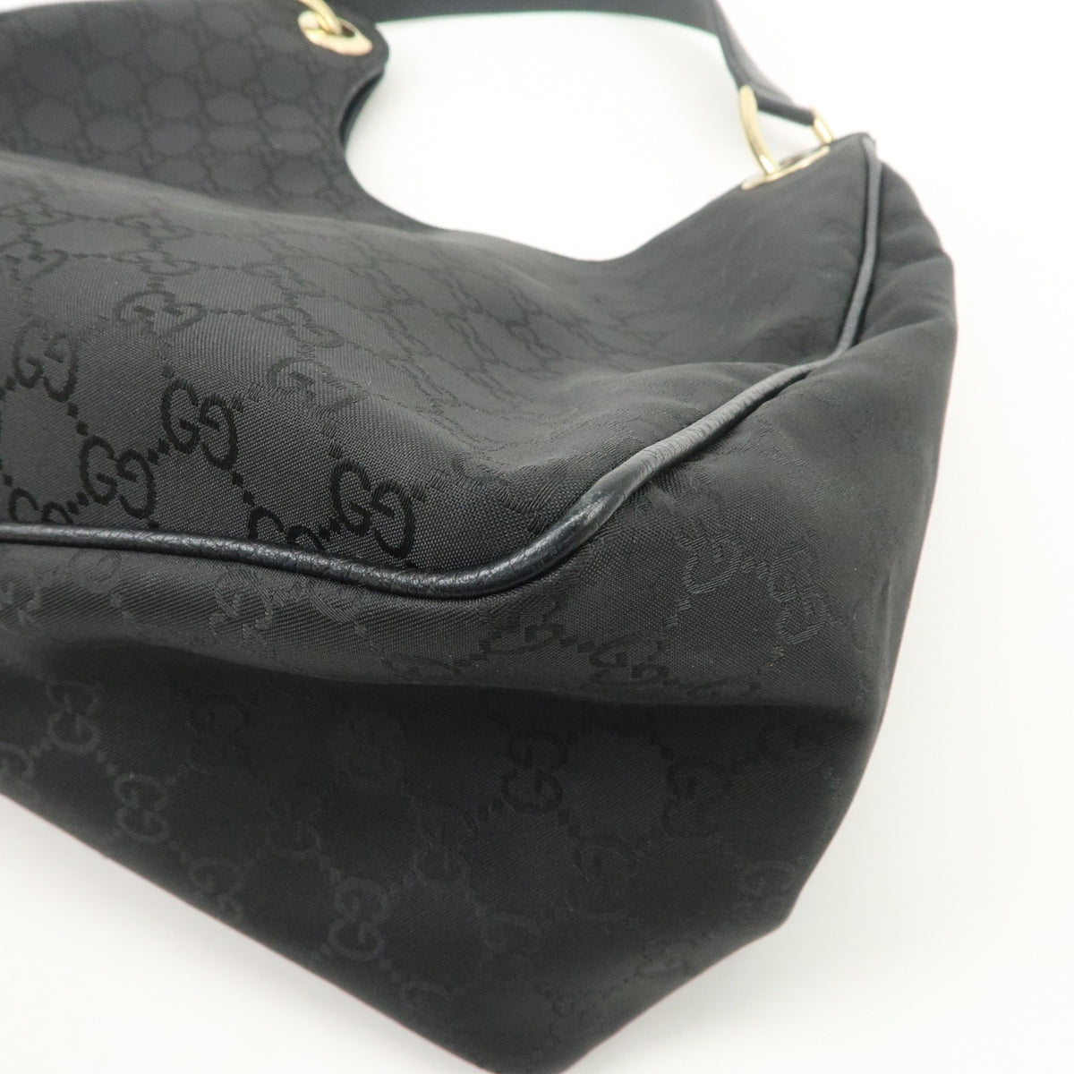 GUCCI GG Nylon Leather Shoulder Bag Hand Bag Black 257268 Authentic Used F/S11