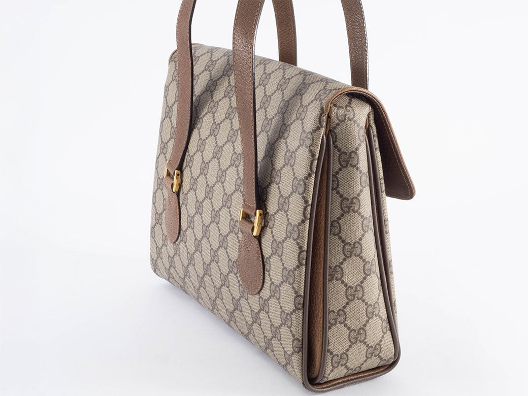 Gucci Bag GG Plus Handbag Shoulder bag Flap Beige Brown 116 02 080 Reuse Used20