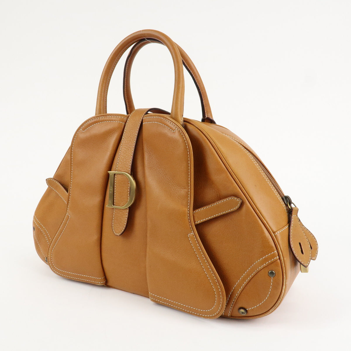 Christian Dior Double Saddle Bag Leather Tote Bag Handbag Preowned Auth3