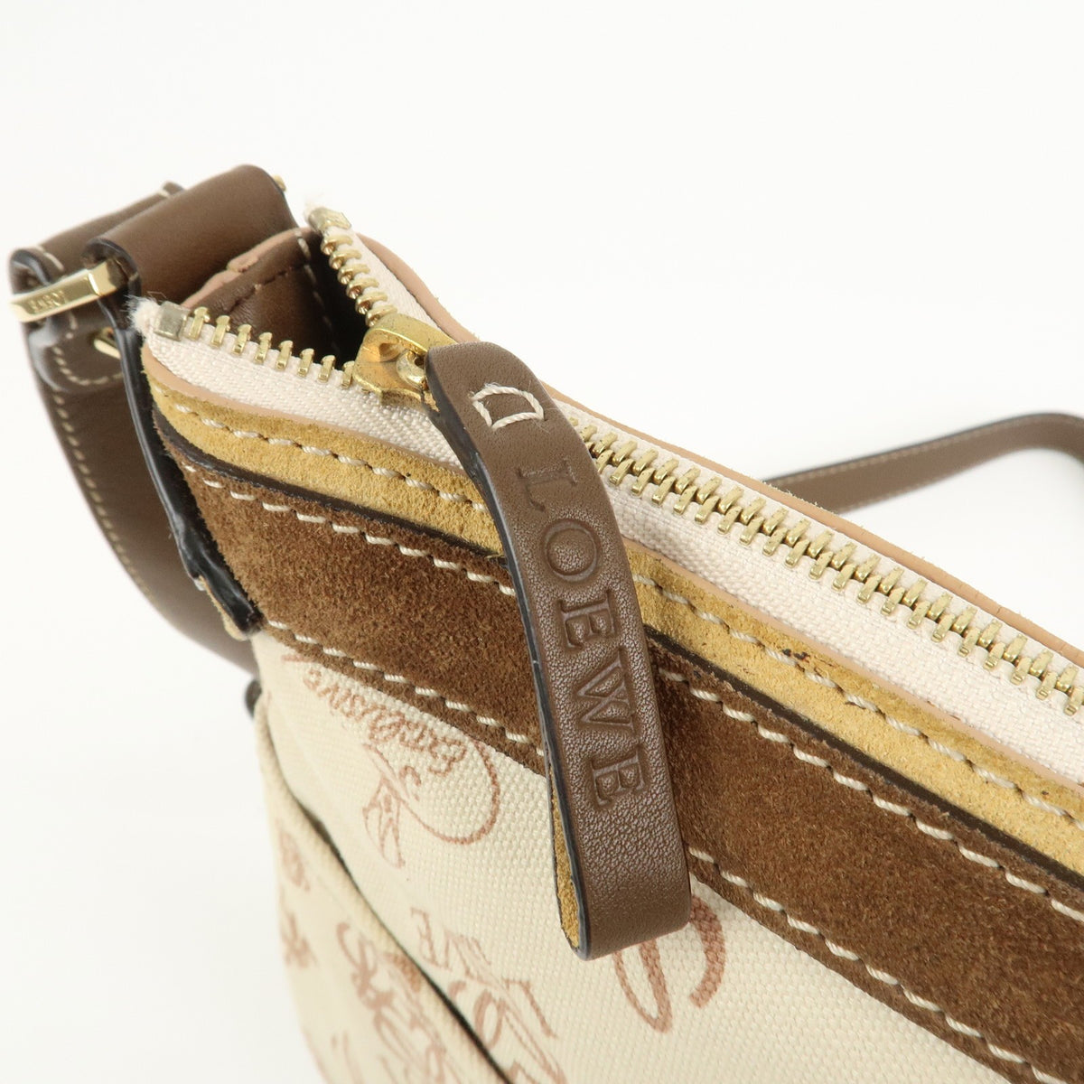 LOEWE Anagram Canvas Suede Leather Shoulder Bag 160th Anniversary Auth Used F/S19