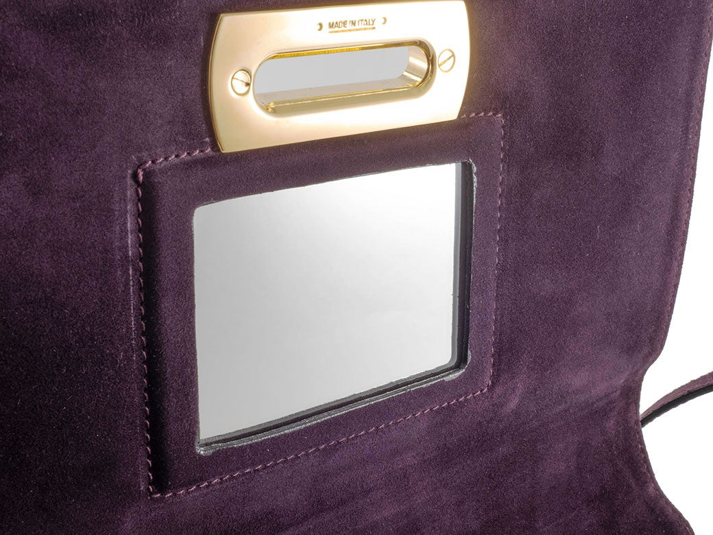 Salvatore Ferragamo Gancini Logo Crossbody Shoulder Bag Suede Purple Preowned12