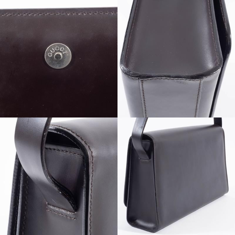 GUCCI Old Gucci Underarm Shoulder Bag Dark Brown Leather Vintage Preowned Auth11