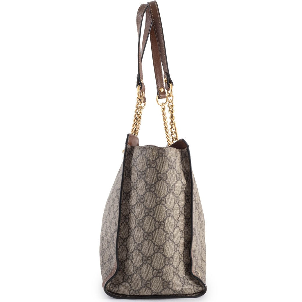 GUCCI Padlock GG Supreme Chain Shoulder Bag Beige Brown 479197 Preowned Auth2
