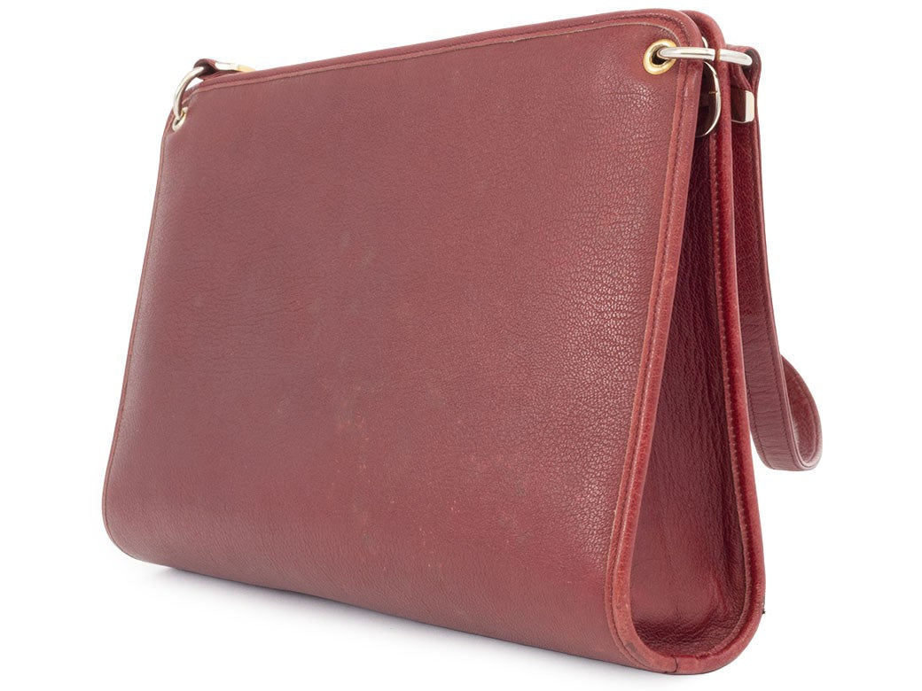 Christian Dior Womens Shoulder Bag Bordeaux Leather Vintage Preowned Auth3