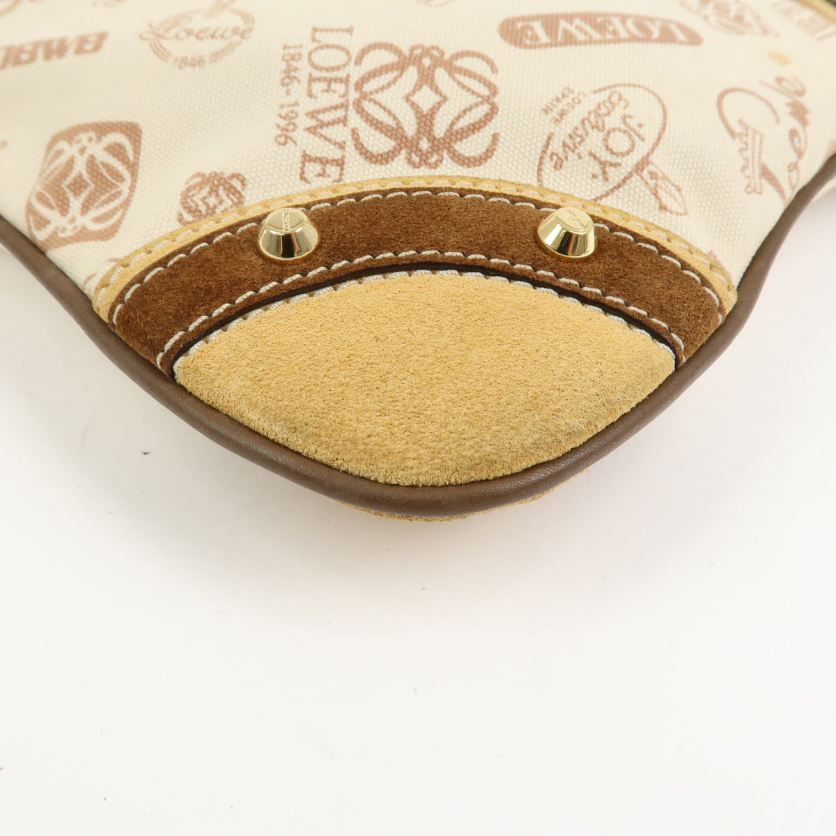 LOEWE Anagram Canvas Suede Leather Shoulder Bag 160th Anniversary Auth Used F/S10