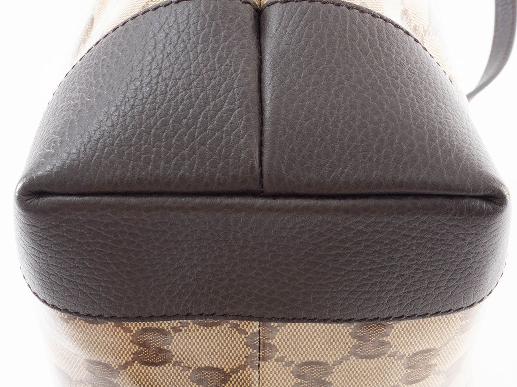 GUCCI GG Crystal Canvas Tote Bag Beige Leather A4 size 353706 Preowned Auth10