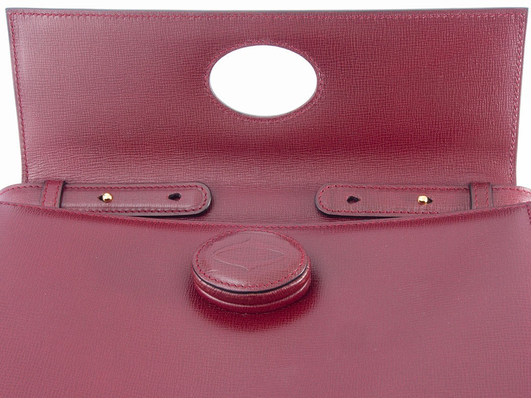 CARTIER Must de Cartier Bordeaux Leather Short Crossbody Shoulder Bag Preowned5