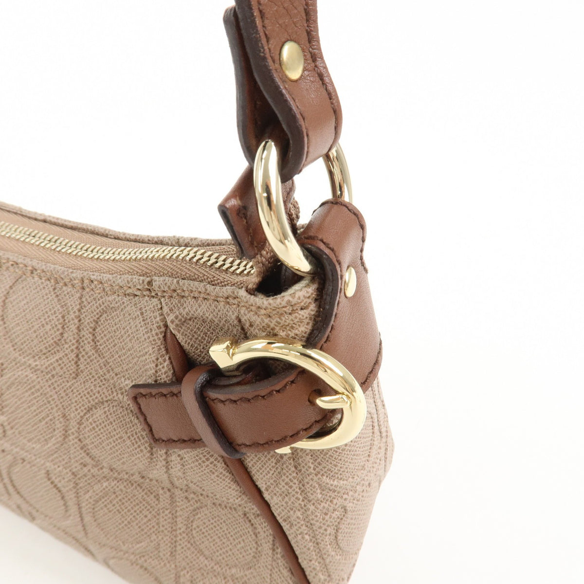 Ferragamo Gancini PVC Leather Shoulder Bag Brown Convertible Bag Preowned Auth11