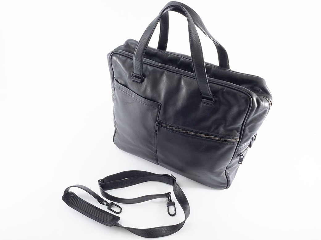 LOUIS VUITTON Upton Defile Black Leather Men Business Bag M92400 Preowned Auth19
