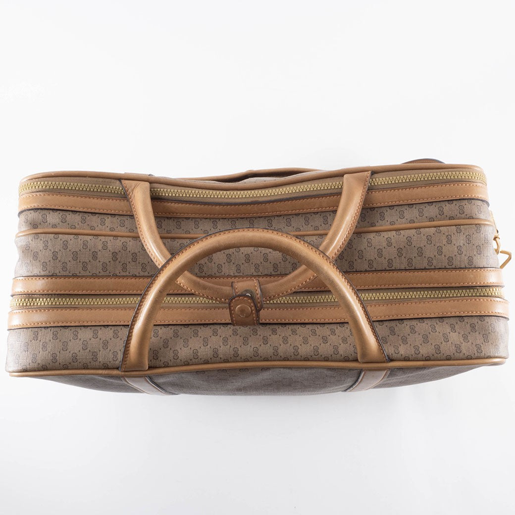 GUCCI Old Gucci Micro GG PVC Boston Bag Travel Beige Brown Vintage Preowned4