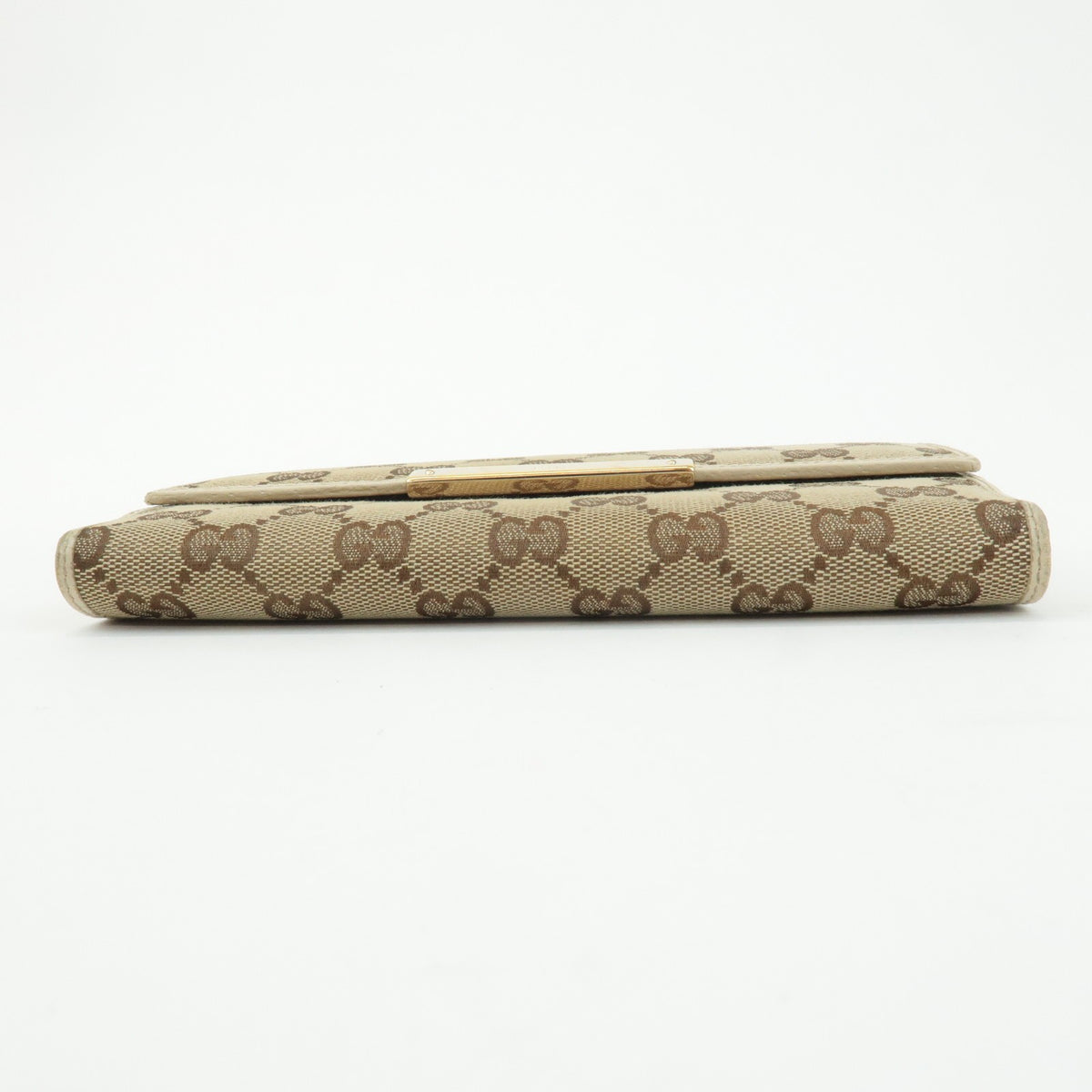 GUCCI Set of 2 GG Canvas Leather Wallet Beige Brown 203550/112715 Auth Used F/S3