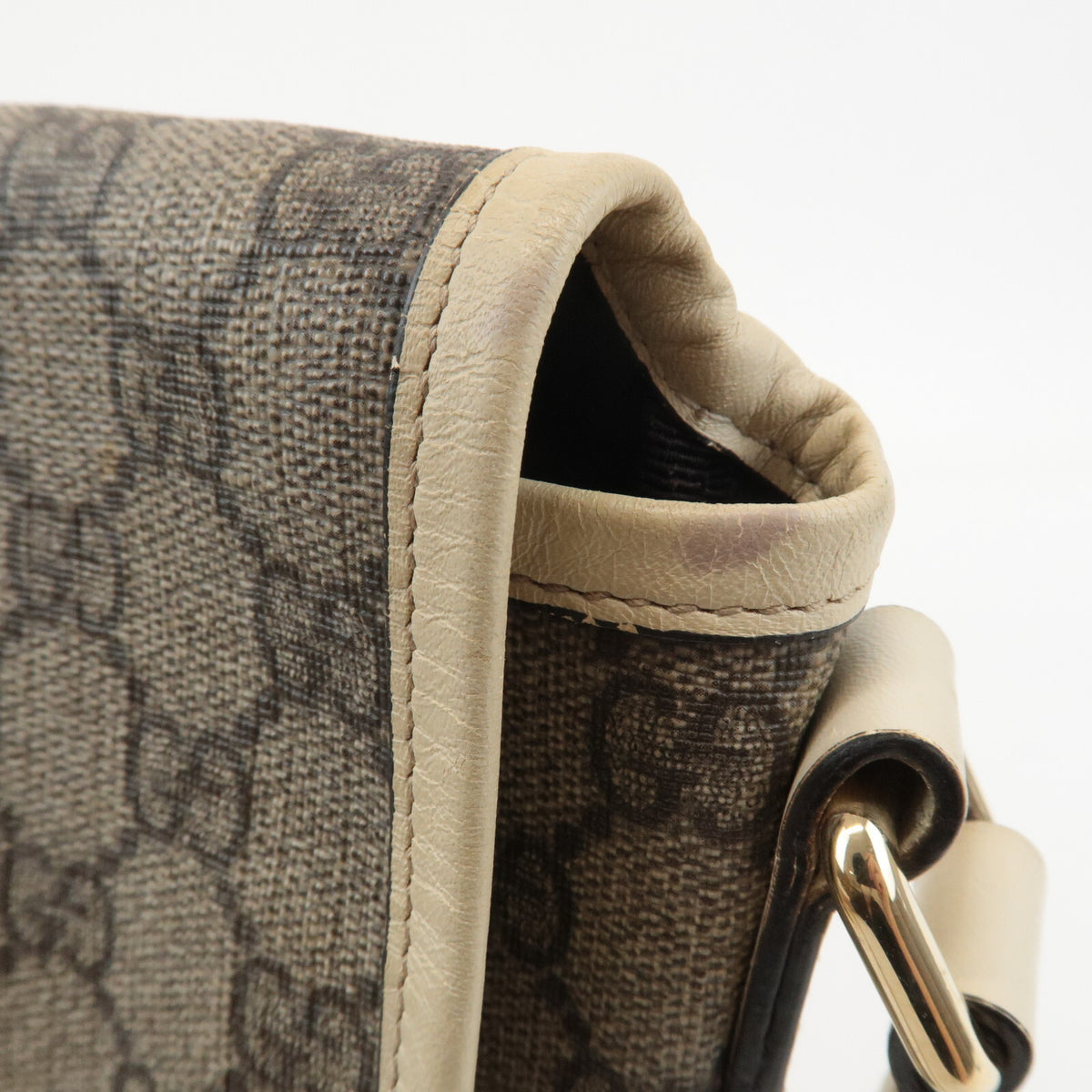 GUCCI GG Supreme Canvas Leather Beige Ivory Crossbody Shoulder Bag Preowned8