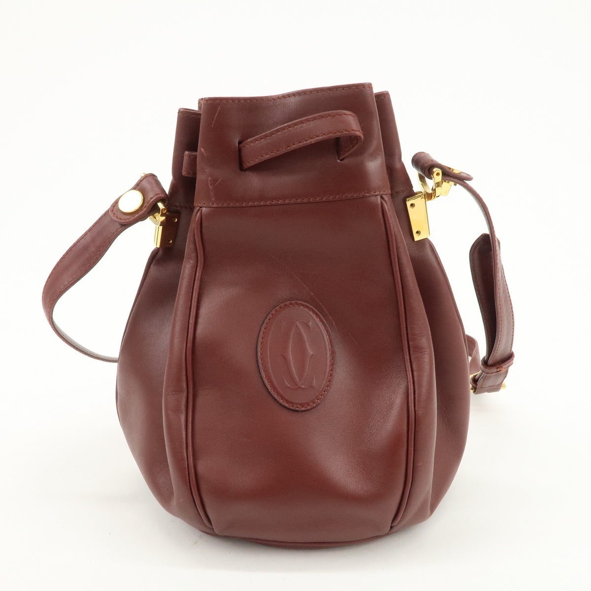 Cartier Must de Cartier Calf Leather Shoulder Bag Burgundy Authentic Used F/S1