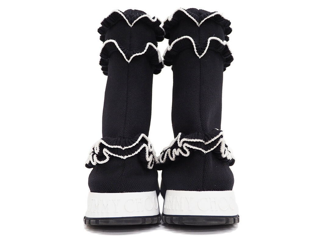 JIMMY CHOO Sneaker Boots Knit Boots Black Women's Socks Boots 38 EUGENE2