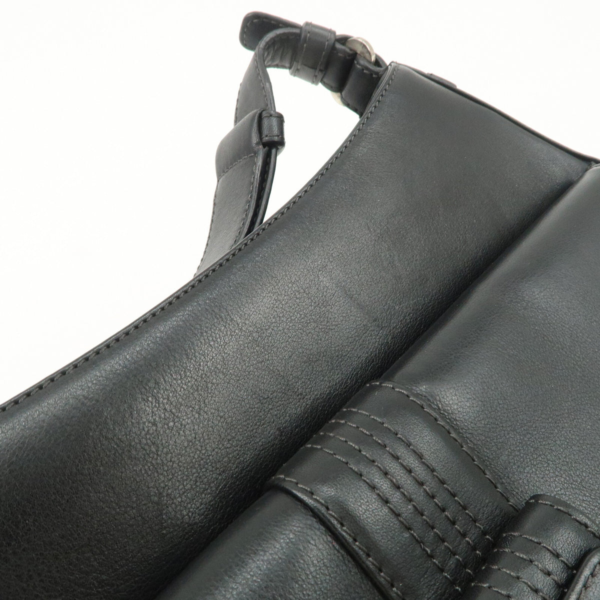 LOEWE Anagram Logo Leather Womens Shoulder Bag Handbag Black Preowned Auth13