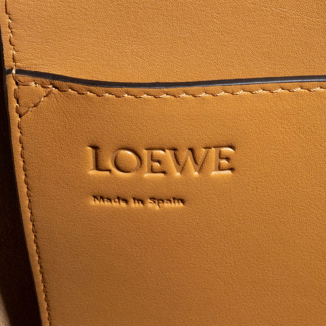 LOEWE Lazo Tote Bag Camel Brown Leather Large A4 Shoulder Bag Preowned Auth12