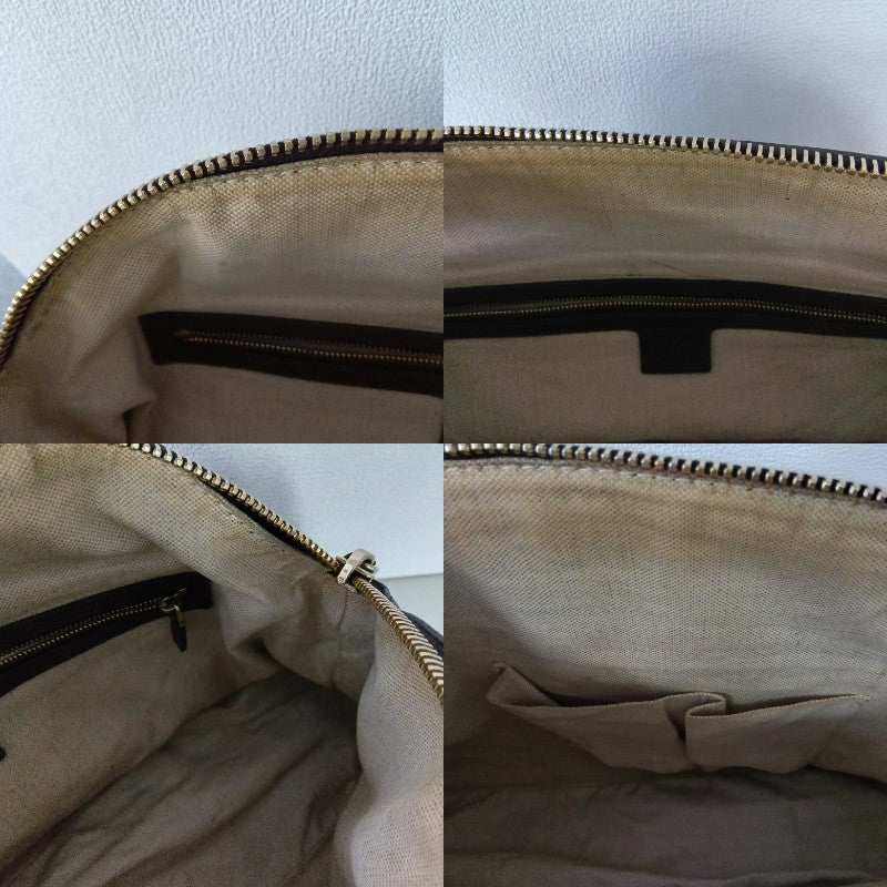 GUCCI Diamante Canvas Leather Tote Handbag Beige Brown Womens Preowned Auth19