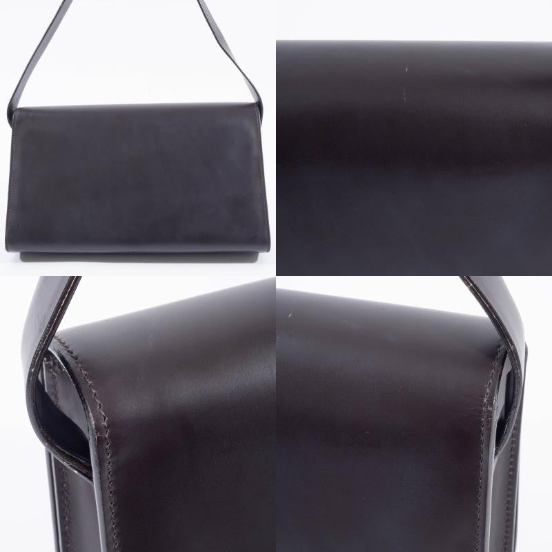 GUCCI Old Gucci Underarm Shoulder Bag Dark Brown Leather Vintage Preowned Auth12